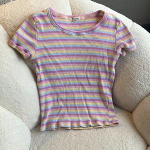 COPY - Heart and Hips size S Blue, Purple, Pink, and Yellow Stripped Shirt